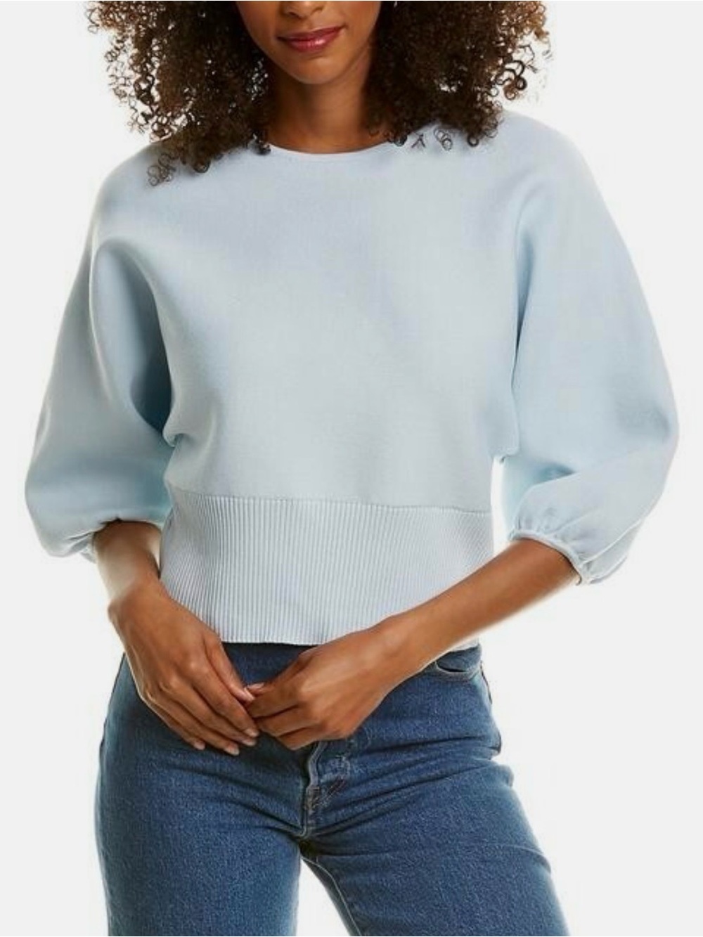 Line & Dot Womens AL Feresco Puff Sleeve Ribbed Pullover Sweater Top